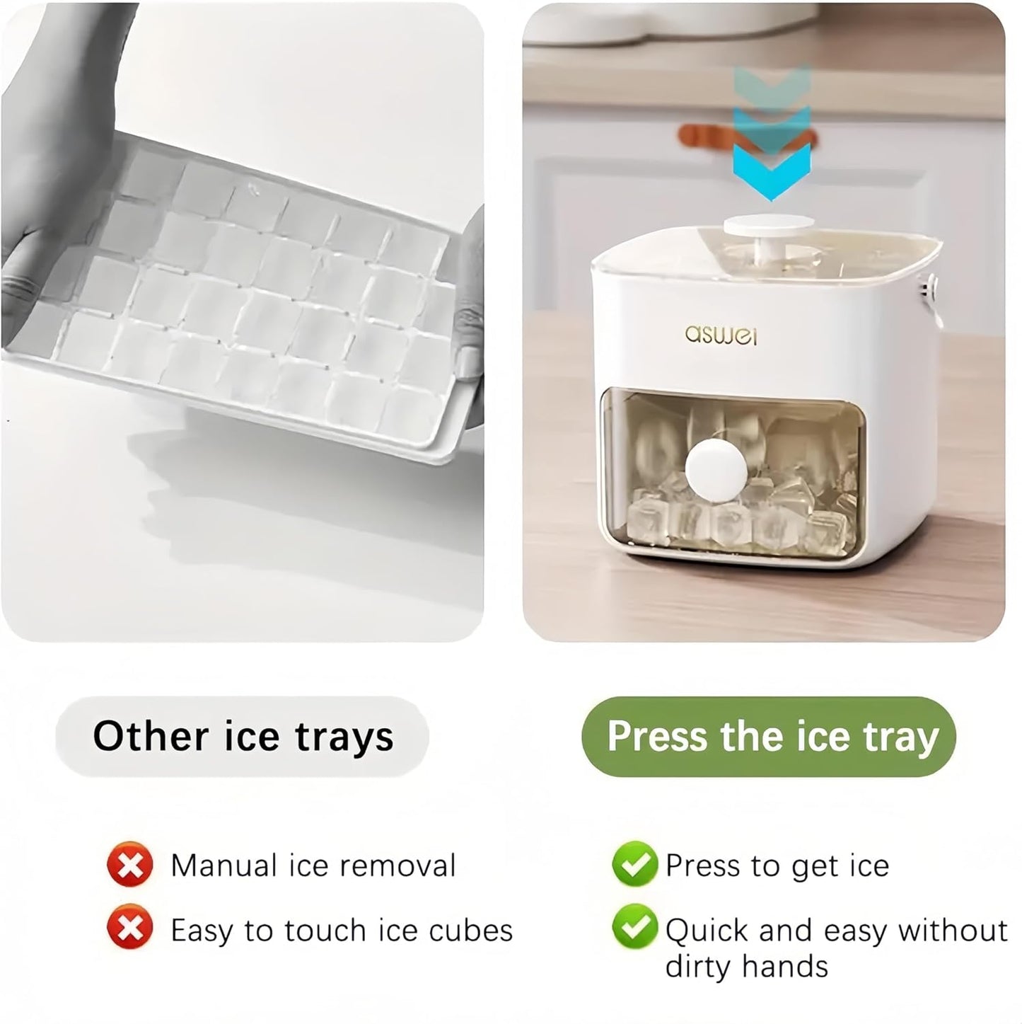 Double-Layer Ice Cube Maker – Easy Press Ice Ball Mold with Storage Box