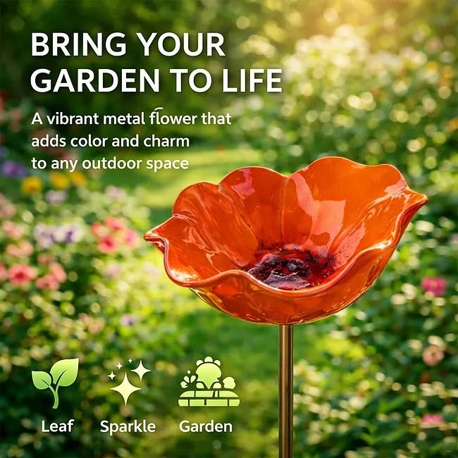 Handcrafted Outdoor Metal Flower Garden Stakes