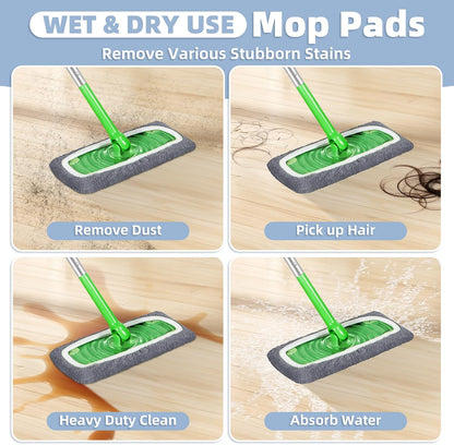 4-Pack Reusable Microfiber Mop Pads – Ultra-Absorbent & Deep-Cleaning