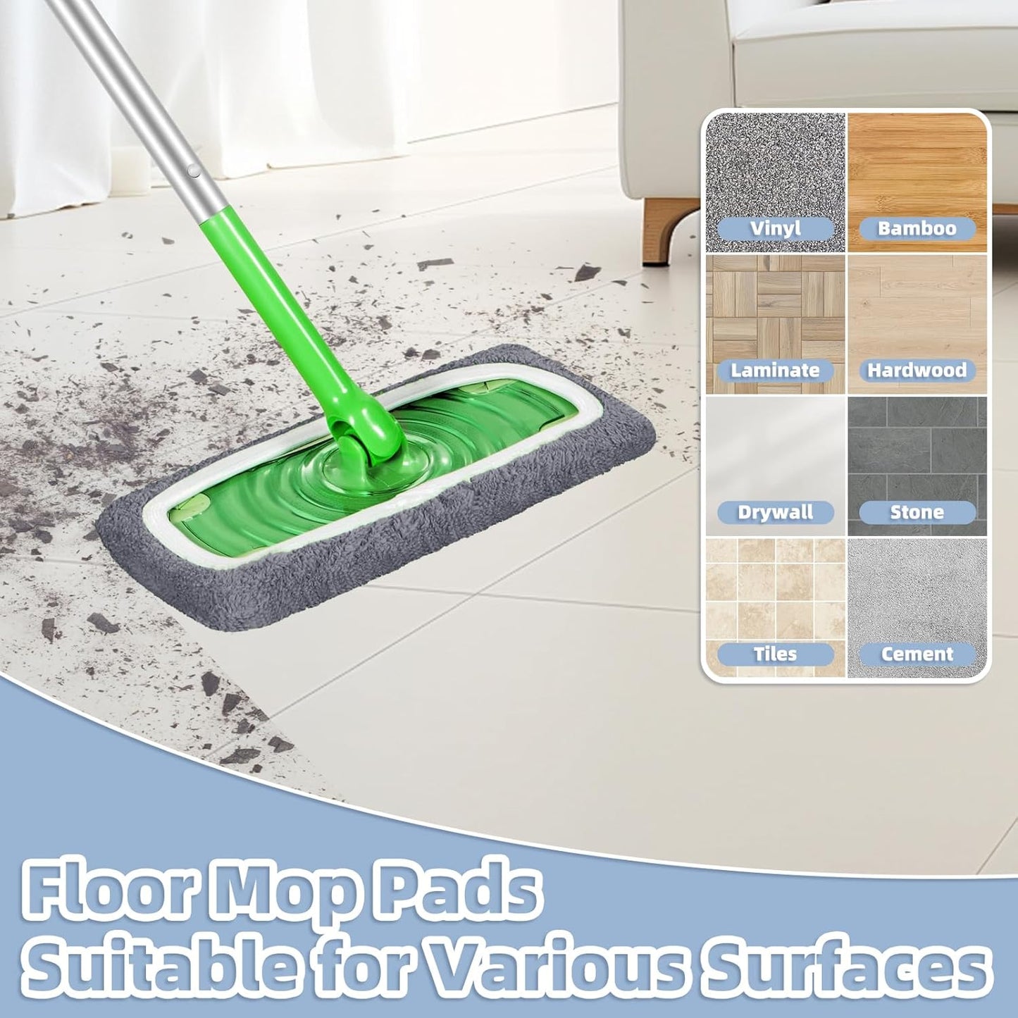 4-Pack Reusable Microfiber Mop Pads – Ultra-Absorbent & Deep-Cleaning