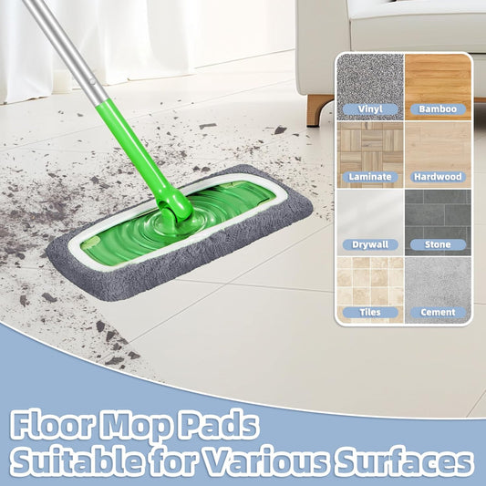 4-Pack Reusable Microfiber Mop Pads – Ultra-Absorbent & Deep-Cleaning