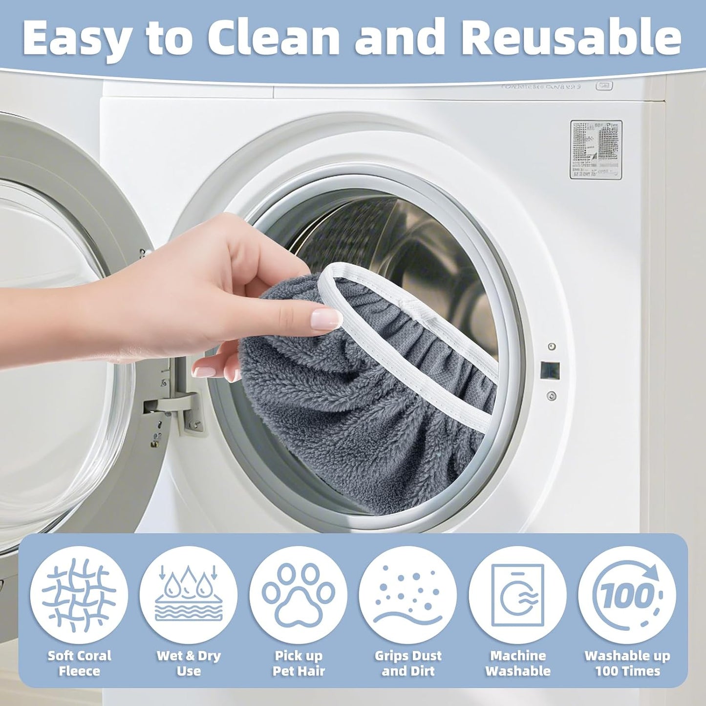 4-Pack Reusable Microfiber Mop Pads – Ultra-Absorbent & Deep-Cleaning
