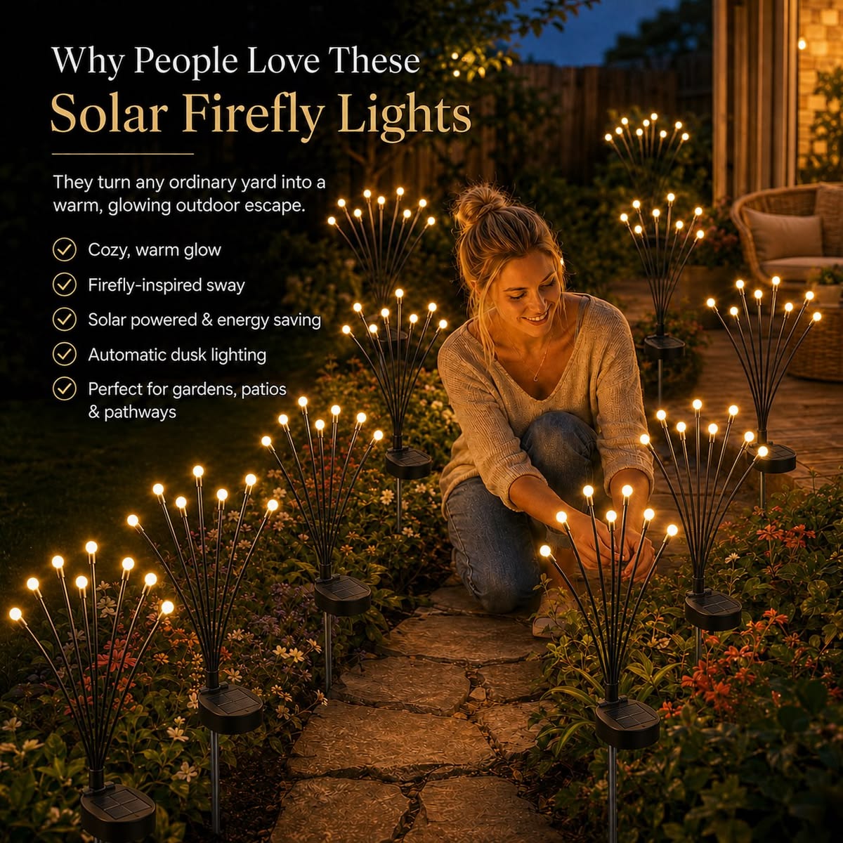 GlowFly LED Solar Firefly Garden Lights | Waterproof Outdoor Landscape Lighting ✨