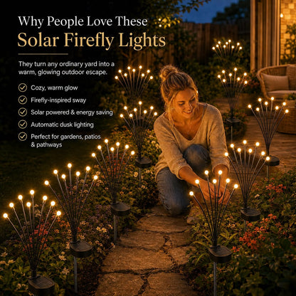GlowFly LED Solar Firefly Garden Lights | Waterproof Outdoor Landscape Lighting ✨