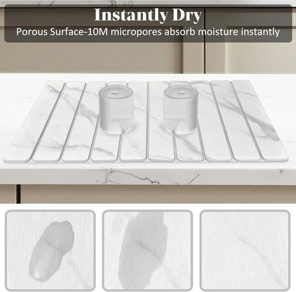 Marble Stone Dish Drying Mat – 24 × 16″ Fast-Absorbing Counter Mat