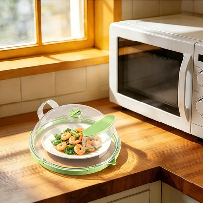 Microwave Splash Cover with Steam Vent and Handle