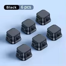 Desk Cable Management Set of 6 Cable Clips with Cord Organizer Black
