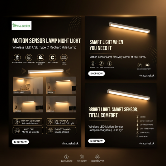 Motion Sensor LED Night Light – USB-C Rechargeable Wireless Cabinet Lamp