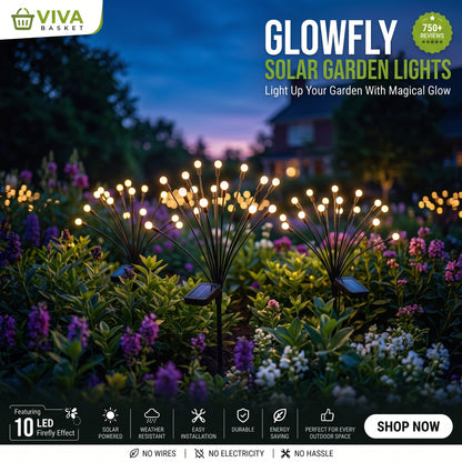 GlowFly LED Solar Firefly Garden Lights | Waterproof Outdoor Landscape Lighting ✨