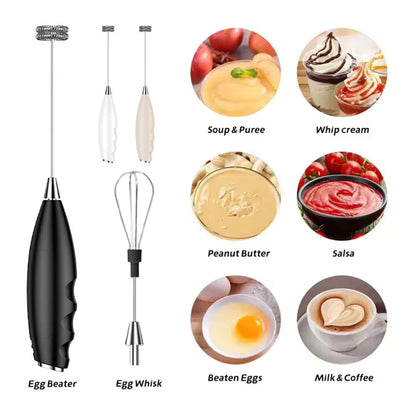Wireless Electric Milk Frother Battery-Powered Handheld Foamer Coffee Cream Soup Peanut Butter Egg Whisking Baking Accessories