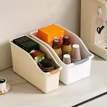 3pcs Heavy-Duty Plastic Multifunctional Storage Boxes with Curved Design & Space-Saving Curve Edges - or Colored Organizers Suit