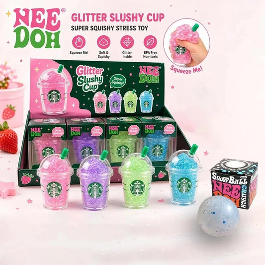 NeeDoh Glitter Slushy Cup Squishy Toy Glitter Fidget Stress Sensory Kids Anxiety
